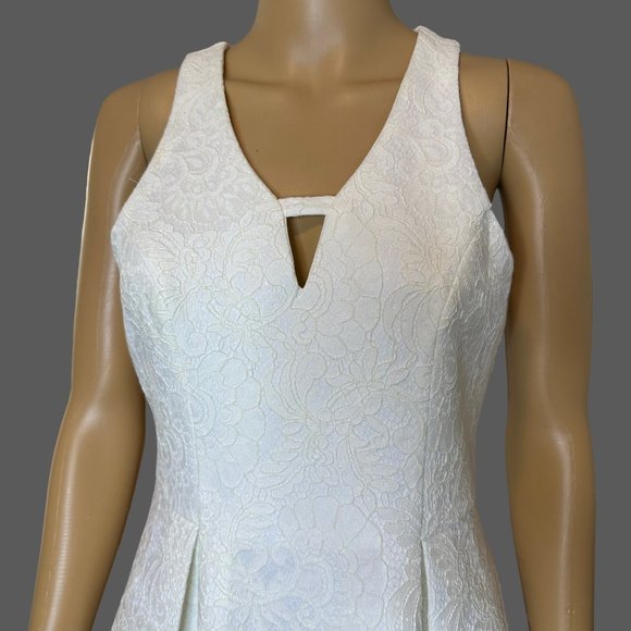 Francescas A-Line Dress Small S Off-White Full Lace Sleeveless Knee Length - Picture 5 of 13